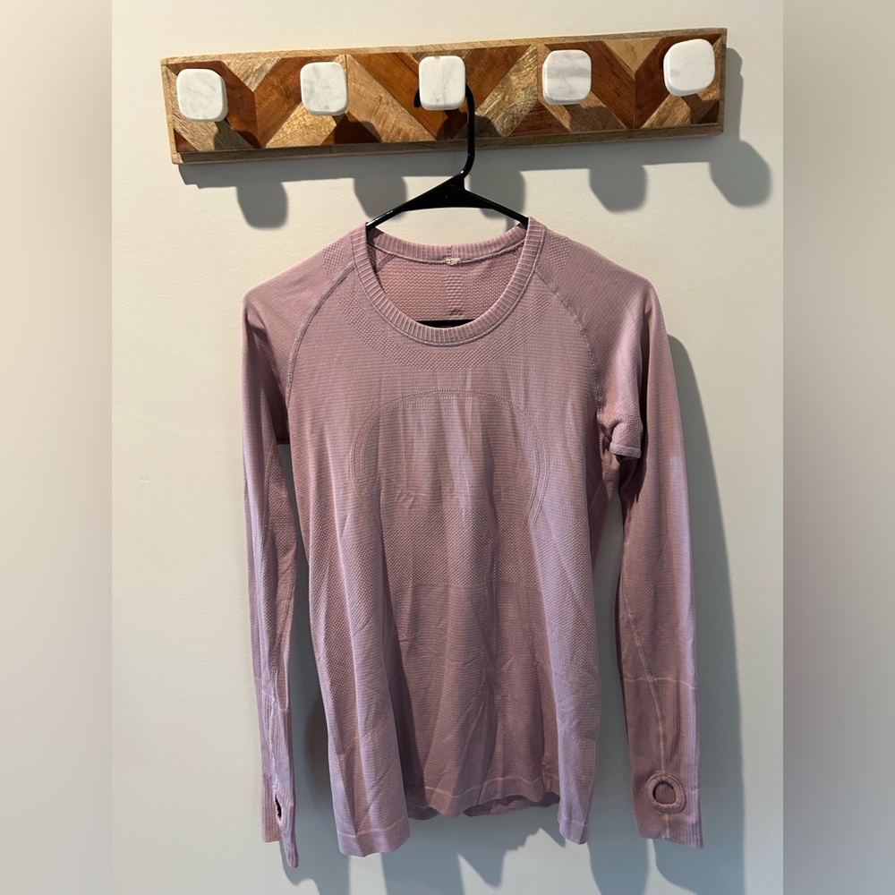 Pink Lululemon swiftly long sleeve tech shirt